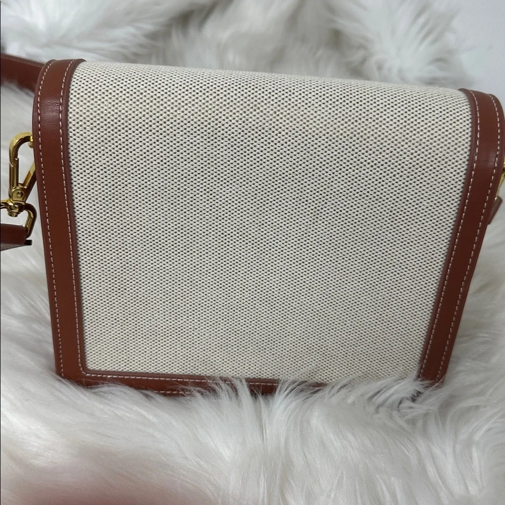 JW PEI Mini Flap Crossbody Beige Canvas & Vegan Camel Leather Trim Bag NWOT - Picture 10 of 15
